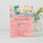 コーラルエレガントイエローフローラ水の色イースター 招待状 (スタンド正面)