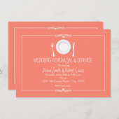 コーラルエレガントウェディングリハーサルディナー招待状 招待状 (正面/裏面)
