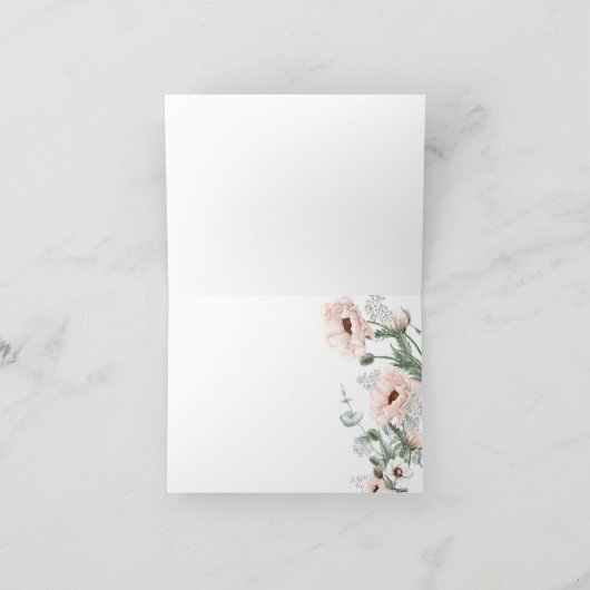 コーラルエレガントウォーター色フローラありがとう サンキューカード (内部)