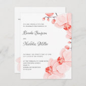 コーラルエレガントオエレガントラン結婚植物薬 招待状 (正面/裏面)