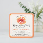 コーラルエレガントオレンジフローラ引っ越し祝いパーティーパーティー 招待状 (スタンド正面)