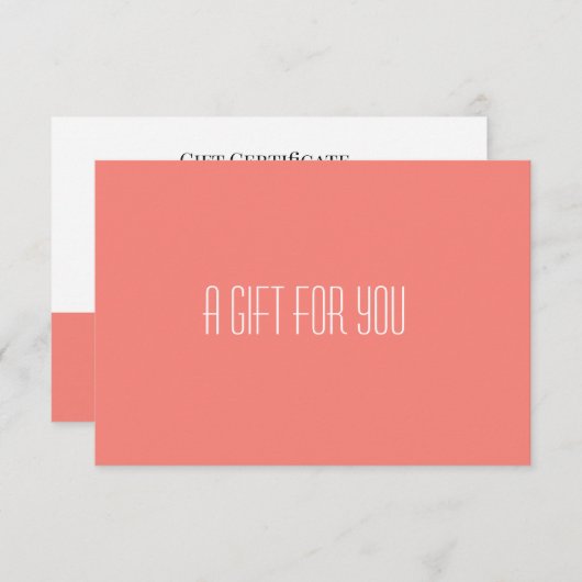 コーラルエレガントサロンブティックギフト証明書 エンクロージャーカード (正面/裏面)