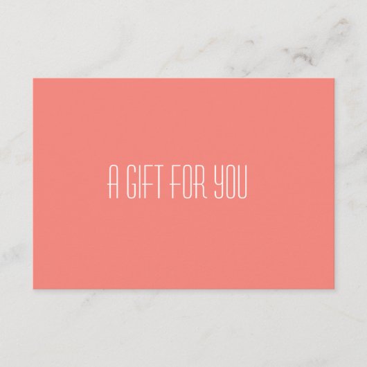 コーラルエレガントサロンブティックギフト証明書 エンクロージャーカード (正面)