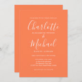 コーラルエレガントシグネチャー結婚スクリプト 招待状 (正面/裏面)