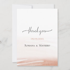 コーラルエレガントテラコッタ結婚ズ サンキューカード