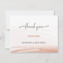 コーラルエレガントテラコッタ結婚ズ サンキューカード