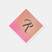 コーラルエレガントピンクイニシャルクモノグラムのラスシック スタンダードカクテルナプキン (角)