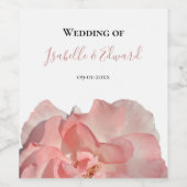 コーラルエレガントピンクローズフローラ結婚ズ ワインラベル (シングルラベル)