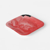 コーラルエレガントピンクローズ55誕生日スクエア ペーパープレート (傾斜あり)