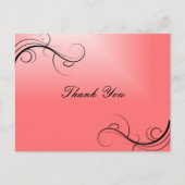 コーラルエレガントピンク&ブラックフローリッシュサンキュー ポストカード (正面)