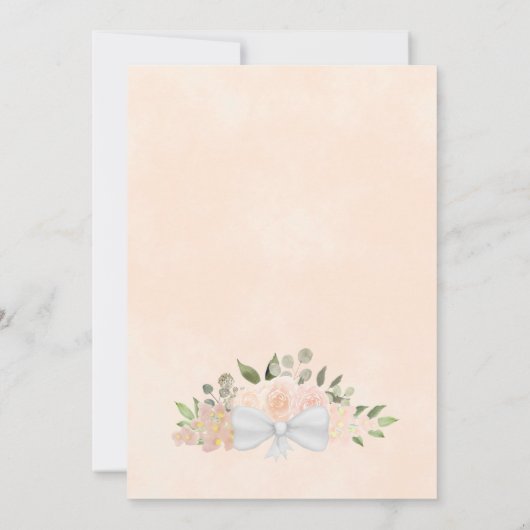 コーラルエレガントピーチボホフローラフォーマルズ結婚ス 招待状 (裏面)