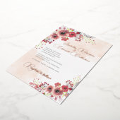 コーラルエレガントピーニーフローラリース結婚ズ 箔招待状 (回転した状態)