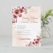 コーラルエレガントピーニーフローラリース結婚ズ 箔招待状 (立ち正面)