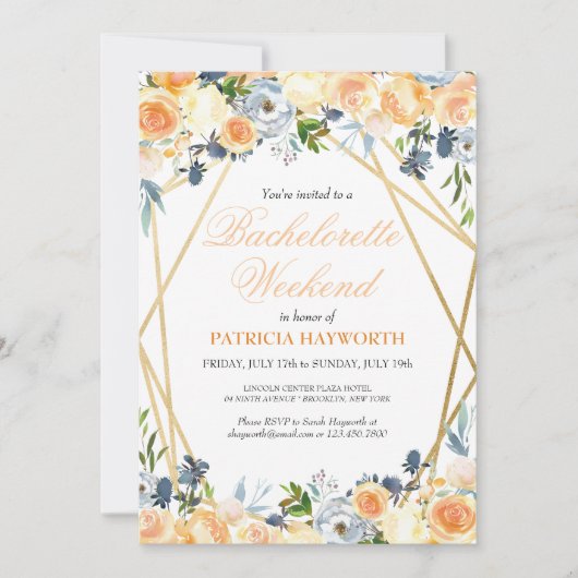 コーラルエレガントフローラバチェロレッテ週末 招待状 (正面)