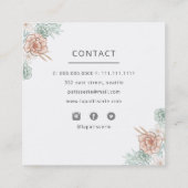 コーラルエレガントフローラ結婚ケーキメーカーベーカリー スクエア名刺 (裏面)