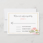 コーラルエレガントフローラ金ゴールド幾何学的RSVP 出欠カード (裏面)