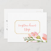 コーラルエレガントフローラ金ゴールド披露宴RSVP ポストカード (正面/裏面)