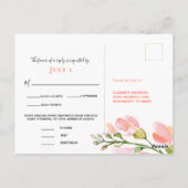 コーラルエレガントフローラ金ゴールド披露宴RSVP ポストカード (裏面)