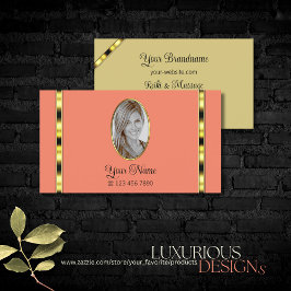 コーラルエレガントベージュシックとフォトプロフェッショナル 名刺