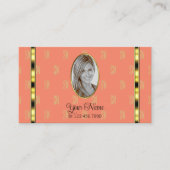 コーラルエレガントベージュ(フォトレター付きパターン（の模様が）ある) 名刺 (正面)