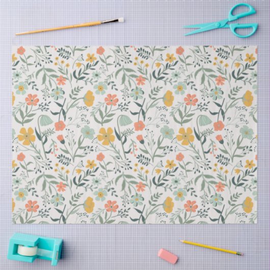 コーラルエレガントマスタードガーデンフローラ 薄葉紙 (クラフト)