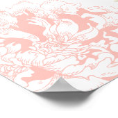 コーラルエレガント金ゴールドフローラ結婚牡丹の座席 ポスター (角)