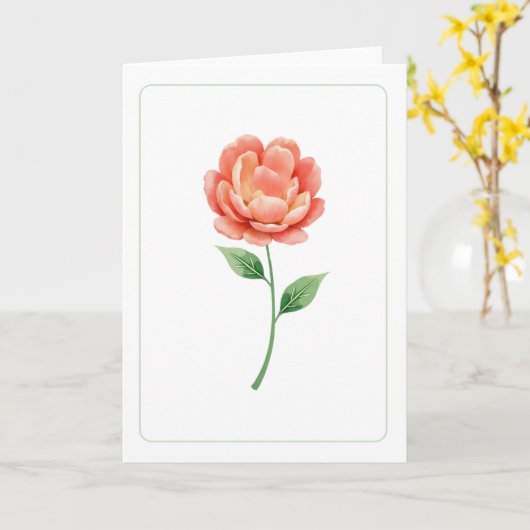 コーラルエレガント開花空白のフローラ折り返し挨拶 カード (黄色い花)