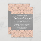 コーラルエレガント&ソフトグレーレースデザイン 招待状 (正面/裏面)