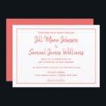 コーラルエレガント&ホワイトエレガンス招待状 招待状<br><div class="desc">美しい結婚式招待状このデザインは、前面の白い背景にサンゴのフォントを備えている。背中は珊瑚色をしている。情報を挿入するにはテンプレートを使用する。今日は結婚式招待状を注文!</div>