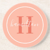 コーラルオエレガントレンジカスタムモノグラムイニシャル コースター (正面)