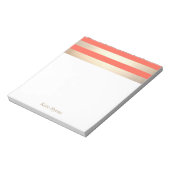 コーラルオスタイリッシュレンジフェイクゴールドフォイルストライプズ ノートパッド (回転)