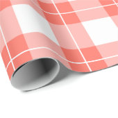 コーラルオモダンレンジとホワイトプレイドパターン ラッピングペーパー (ロールコーナー)