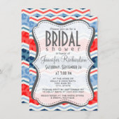 コーラルオレンジとライトブルーヒョウ印刷 招待状 (正面/裏面)