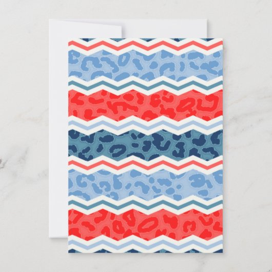 コーラルオレンジとライトブルーヒョウ印刷 招待状 (裏面)