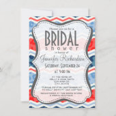 コーラルオレンジとライトブルーヒョウ印刷 招待状 (正面)