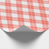 コーラルオレンジと白の対角の格子模様 ラッピングペーパー (角)