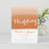 コーラルオレンジのメロン ウォーターカラー モダン グラム ウェディング 招待状 (スタンド正面)
