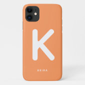 コーラルオレンジのモノグラムiPhoneケース Case-Mate iPhoneケース (裏面)