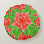 コーラルオレンジカメリアスグリーン葉ズ ラウンドクッション (裏面)