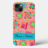 コーラルオレンジカラフル色パッチワークキルトブロックカスタム Case-Mate iPhoneケース (裏面)