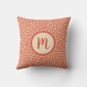 コーラルオレンジクリーム円形万華鏡のように千変万化するパターンモノグラム クッション (裏面)