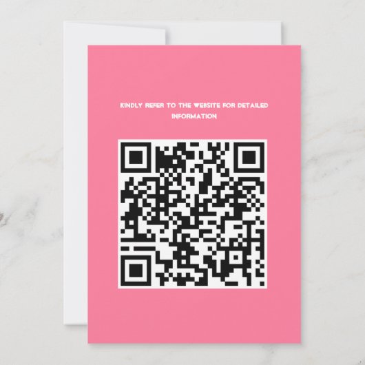 コーラルオレンジサーモンピンクフローラQRコード結婚ズ 招待状 (裏面)