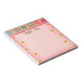 コーラルオレンジパッチワークキルトブロックアート ノートパッド (アングル)