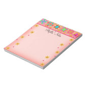 コーラルオレンジパッチワークキルトブロックアート ノートパッド (回転)