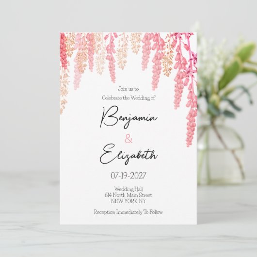 コーラルオレンジピエレガントンクフローラ結婚ズ 招待状 (スタンド正面)