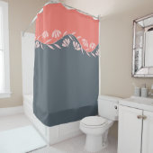 コーラルオレンジピーチグレイフローラ シャワーカーテン (インサイチュ)