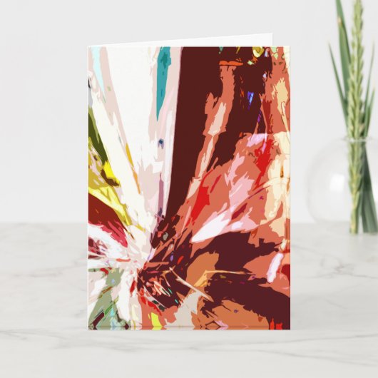 コーラルオレンジブラウンホワイト抽象芸術ファンタジー花 カード (正面)