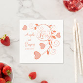 コーラルオレンジホワイト応援トゥラブハート結婚ズ スタンダードカクテルナプキン (インサイチュ)