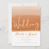 コーラルオレンジメロンウォーターモダンカラーグ結婚ラム 招待状 (正面)