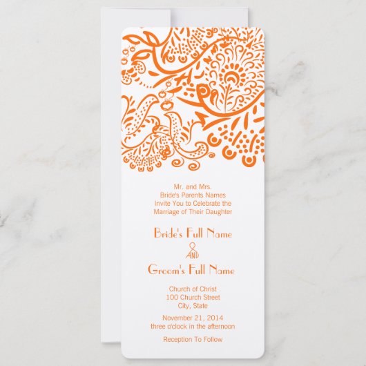 コーラルオレンジラブバード結婚ズ 招待状 (正面)